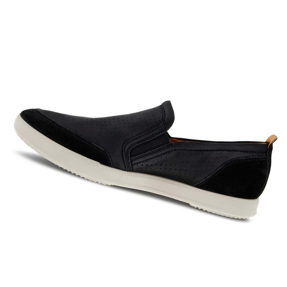 Férfi Ecco Collin 2.0 Retro Slip-on Alkalmi Cipő Fekete | HU 465HAP